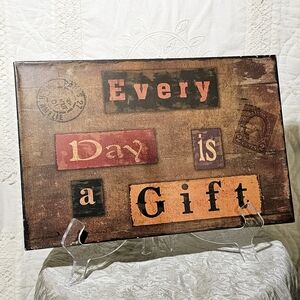 12x8 Metal Rustic Farmhouse Vintage Style Wall Decor Every Day Is A Gift Sign